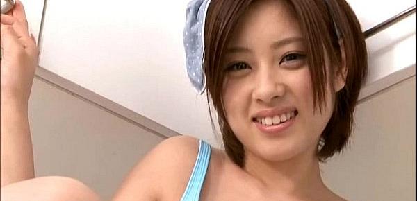  Ayaka Noda japanese idol downblouse blue top